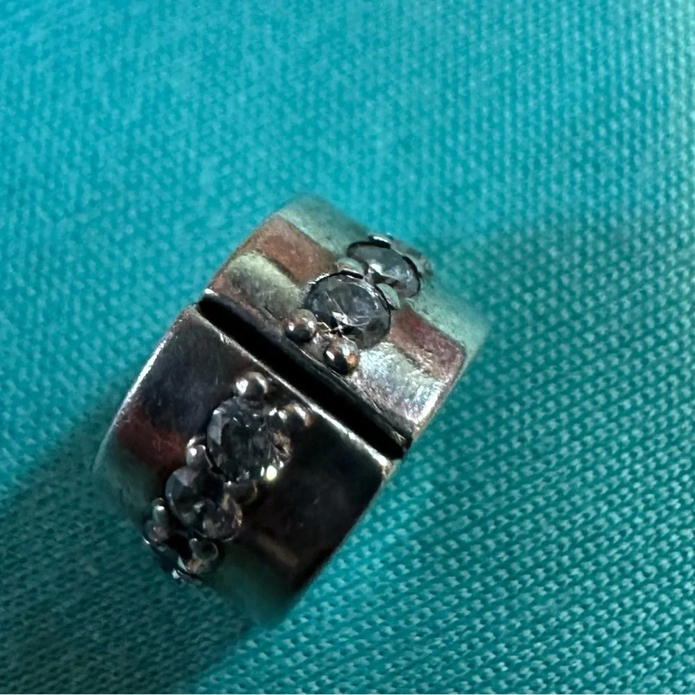 Elegant Silver clip and charm with Crystal Accents